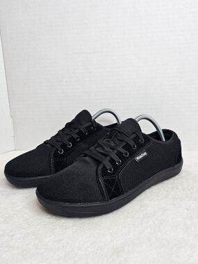 WideStep Black Mesh Walking Shoes Wide Width Comfort Sneakers Lace Up Size 8
